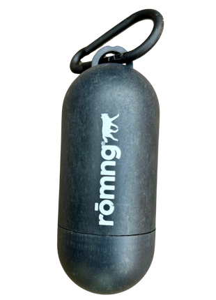 bio-based dog poop bags + bamboo dispenser