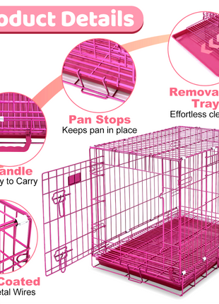 24-42" Collapsible Pink Dog Crate RED24-42 - Pup List