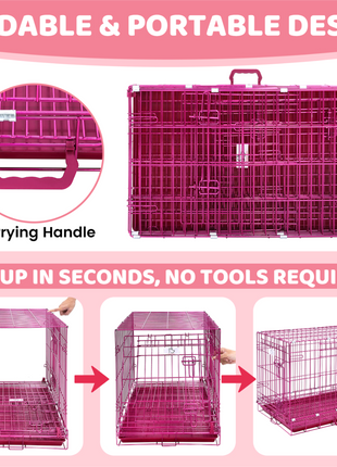24-42" Collapsible Pink Dog Crate RED24-42 - Pup List