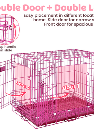 24-42" Collapsible Pink Dog Crate RED24-42 - Pup List