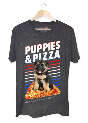 Puppies & Pizza | Gift for Dog Owner | Soft Cotton Uni-Sex Tee