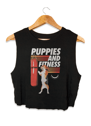 Knockout Puppies Crop Top | Dog-Themed Workout Shirt