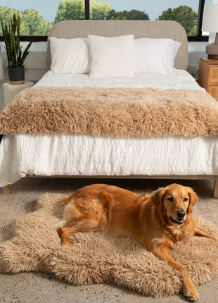 PupRug® Luxe Faux Fur Orthopedic Dog Bed -  Plush Sheep Tan