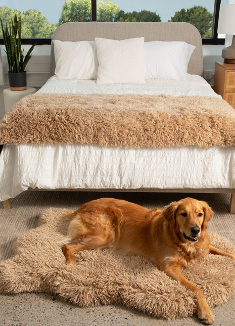 PupRug® Luxe Faux Fur Orthopedic Dog Bed -  Plush Sheep Tan