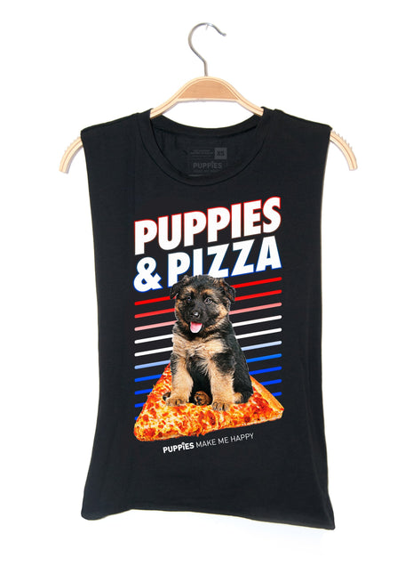 Puppies & Pizza | Gift for Dog Lovers | Uni-Sex Muscle Tank
