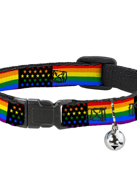 Cat Collar Breakaway - Flag American Pride Rainbow Black