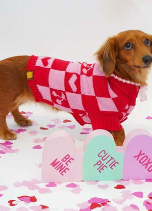 Roll Neck Dog Knitted Love Sweater