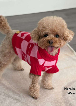 Roll Neck Dog Knitted Love Sweater