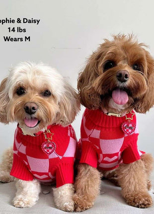 Roll Neck Dog Knitted Love Sweater