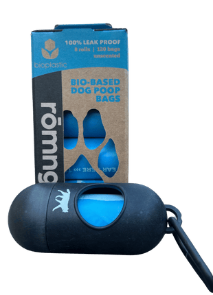 bio-based dog poop bags + bamboo dispenser