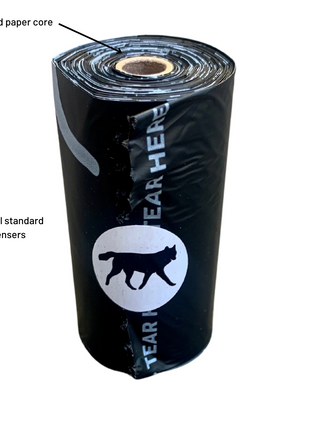 compostable plant-based dog poop bags + bamboo dispenser