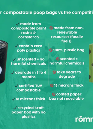 bamboo poop bag dispenser + compostable roll
