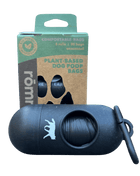 compostable plant-based dog poop bags + bamboo dispenser