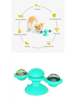 Rotatable Funny Massage Cat Toys Windmill LED Ball Teeth Cleaning Toys For Pets Interactive Turntable Tease Cat Toys