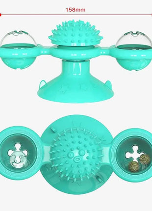 Rotatable Funny Massage Cat Toys Windmill LED Ball Teeth Cleaning Toys For Pets Interactive Turntable Tease Cat Toys