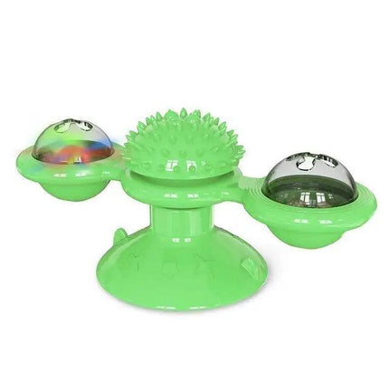 Rotatable Funny Massage Cat Toys Windmill LED Ball Teeth Cleaning Toys For Pets Interactive Turntable Tease Cat Toys