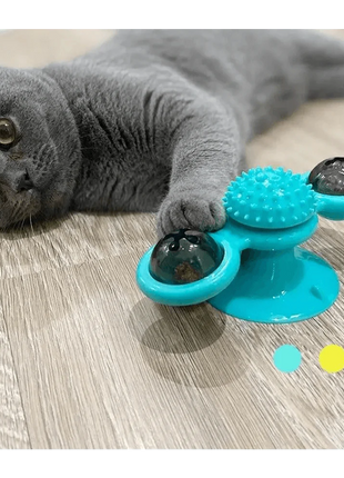 Rotatable Funny Massage Cat Toys Windmill LED Ball Teeth Cleaning Toys For Pets Interactive Turntable Tease Cat Toys