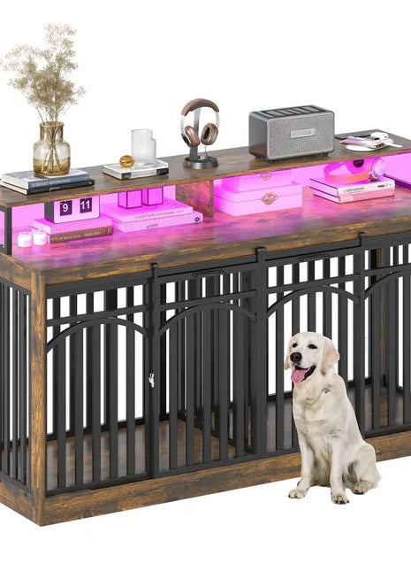 70.8" Donald Double Dog Crate Furniture For 2 Dogs