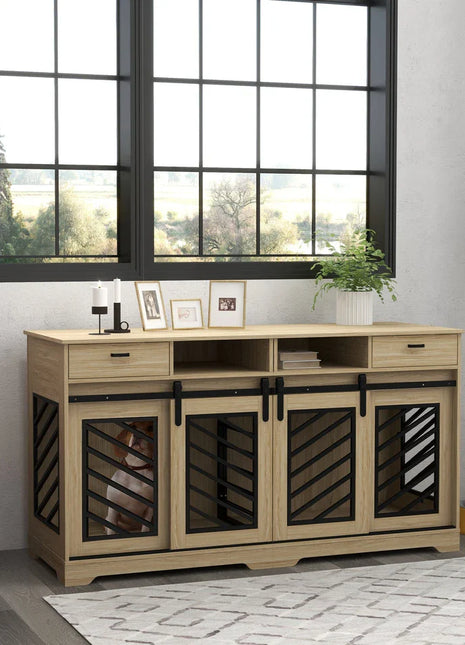 66.1" Connor Double Dog Crate Furniture For 2 Dogs