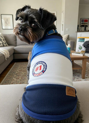 Parisian Pet 'World Champion Tank' Dog & Cat T-Shirt – Trendy Cotton, Lightweight & Comfortable Summer Apparel – Blue - Pup List