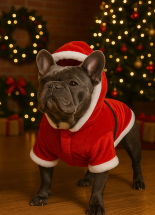 Parisian Pet 'Santa Claus Hoodie' for Dogs and Cats, Dog Christmas Holiday Apparel, Red