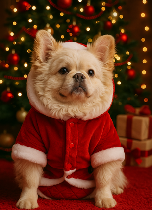 Parisian Pet 'Santa Claus Hoodie' for Dogs and Cats, Dog Christmas Holiday Apparel, Red