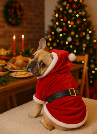 Parisian Pet 'Santa Claus Hoodie' for Dogs and Cats, Dog Christmas Holiday Apparel, Red