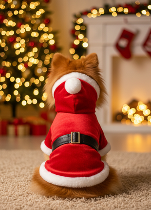 Parisian Pet 'Santa Claus Hoodie' for Dogs and Cats, Dog Christmas Holiday Apparel, Red