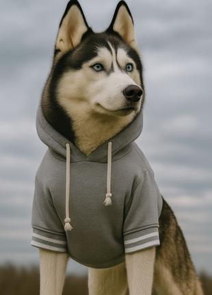 Parisian Pet 'Blessed Hoodie' in Gray - Trendy Pet Hoodie for Dogs & Cats, Perfect for Fall & Winter