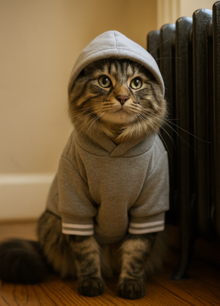 Parisian Pet 'Blessed Hoodie' in Gray - Trendy Pet Hoodie for Dogs & Cats, Perfect for Fall & Winter