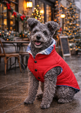 Parisian Pet 'Plaid Reversible Jacket' for Dogs & Cats, Stylish Pet Outerwear, Warm Winter Dog Jacket,-Valentine's Day - Pup List
