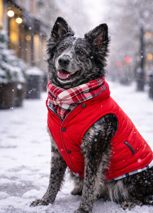 Parisian Pet 'Plaid Reversible Jacket' for Dogs & Cats, Stylish Pet Outerwear, Warm Winter Dog Jacket,-Valentine's Day