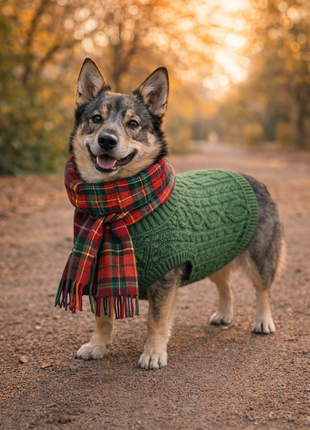 Parisian Pet 'Cable Knit Sweater' - Warm & Stylish Pet Sweater in Green for Dogs & Cats - Pup List