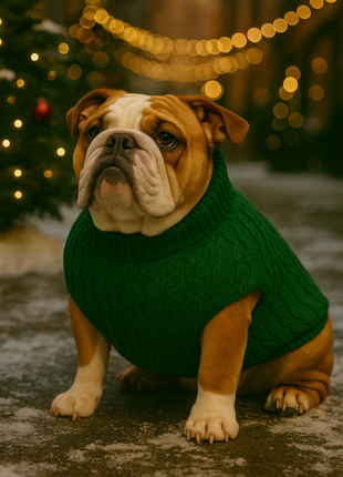 Parisian Pet 'Cable Knit Sweater' - Warm & Stylish Pet Sweater in Green for Dogs & Cats - Pup List