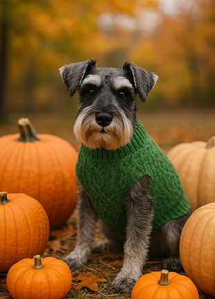 Parisian Pet 'Cable Knit Sweater' - Warm & Stylish Pet Sweater in Green for Dogs & Cats