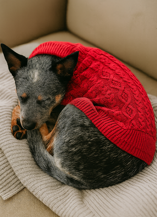 Parisian Pet 'Cable Knit Sweater' - Warm & Stylish Pet Sweater in Red for Dogs & Cats-Valentine's Day