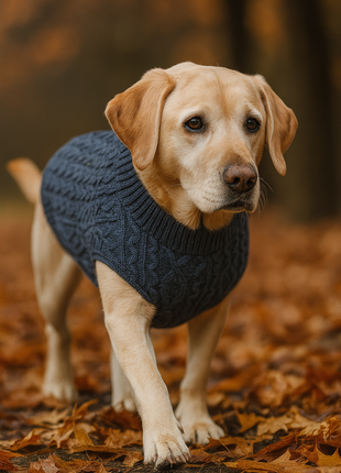 Parisian Pet 'Cable Knit Sweater' - Warm & Stylish Pet Sweater in Navy Blue for Dogs & Cats