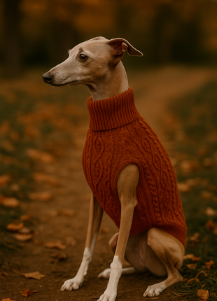 Parisian Pet 'Cable Knit Sweater' - Warm & Stylish Pet Sweater in Terracotta for Dogs & Cats
