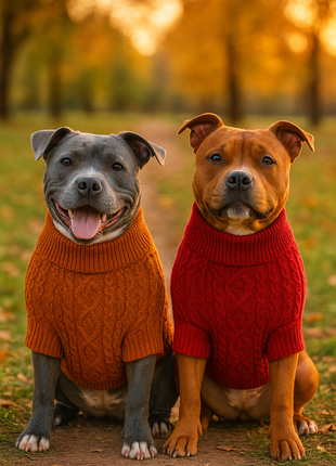 Parisian Pet 'Cable Knit Sweater' - Warm & Stylish Pet Sweater in Terracotta for Dogs & Cats