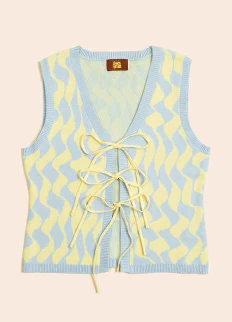 Seaside Swirl Human Cotton Knitted Tunic Vest with Tie Front - Pup List