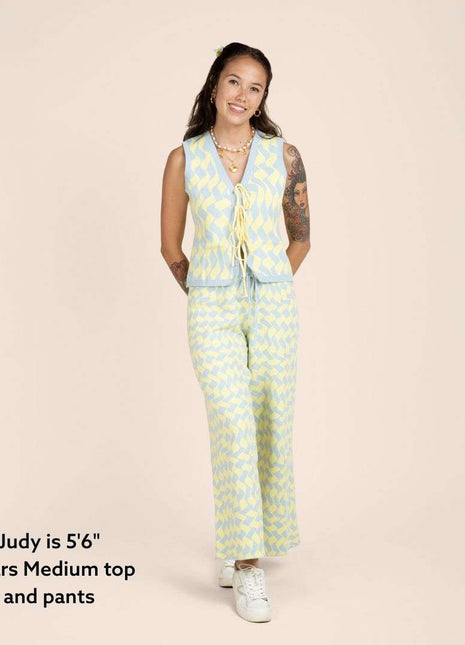 Seaside Swirl Cotton Wide Legs Lounge Pant