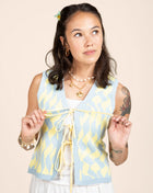 Seaside Swirl Human Cotton Knitted Tunic Vest with Tie Front - Pup List