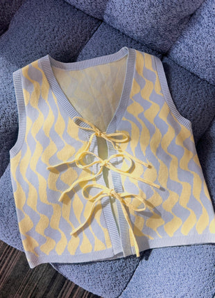Seaside Swirl Human Cotton Knitted Tunic Vest with Tie Front - Pup List