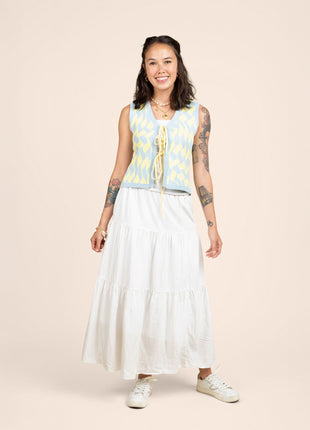 Seaside Swirl Human Cotton Knitted Tunic Vest with Tie Front - Pup List