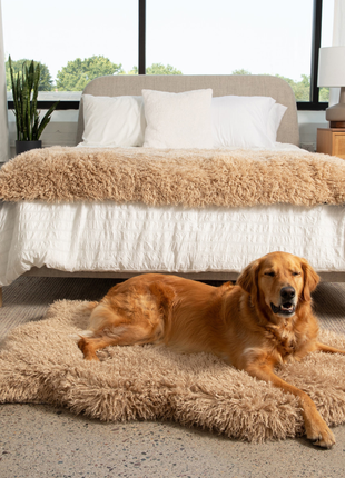 PupRug® Luxe Faux Fur Orthopedic Dog Bed -  Plush Sheep Tan