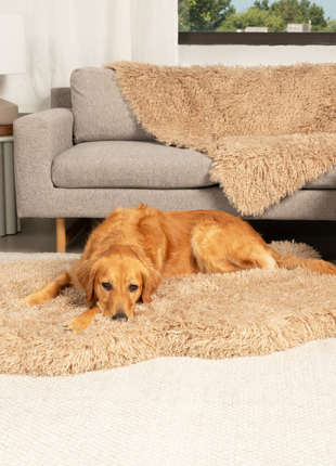 PupRug® Luxe Faux Fur Orthopedic Dog Bed -  Plush Sheep Tan