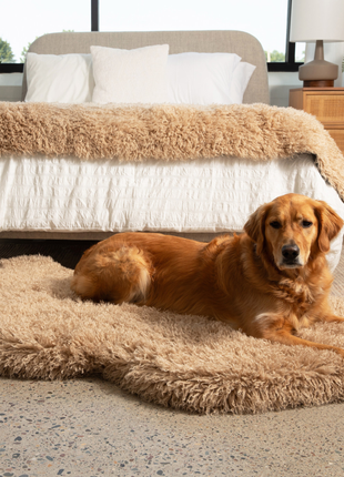 PupRug® Luxe Faux Fur Orthopedic Dog Bed -  Plush Sheep Tan