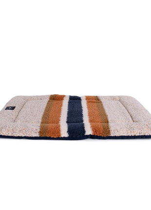 Shinola Brand Stripe Comfort Cushion Berber Dog Bed Oatmeal