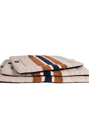 Shinola Brand Stripe Comfort Cushion Berber Dog Bed Oatmeal