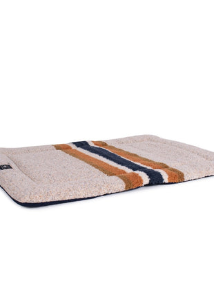 Shinola Brand Stripe Comfort Cushion Berber Dog Bed Oatmeal